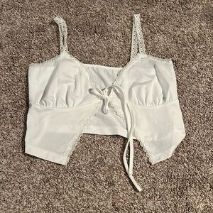 White lace/silky top